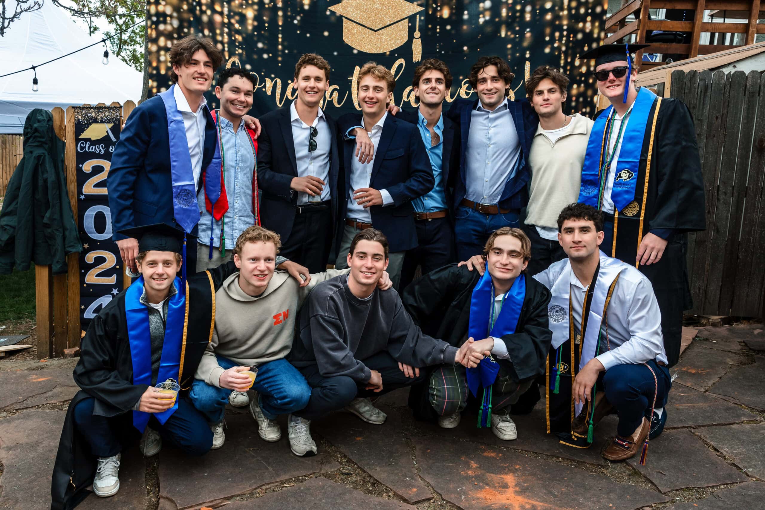 Group of seniors celebrating graduation in Boulder