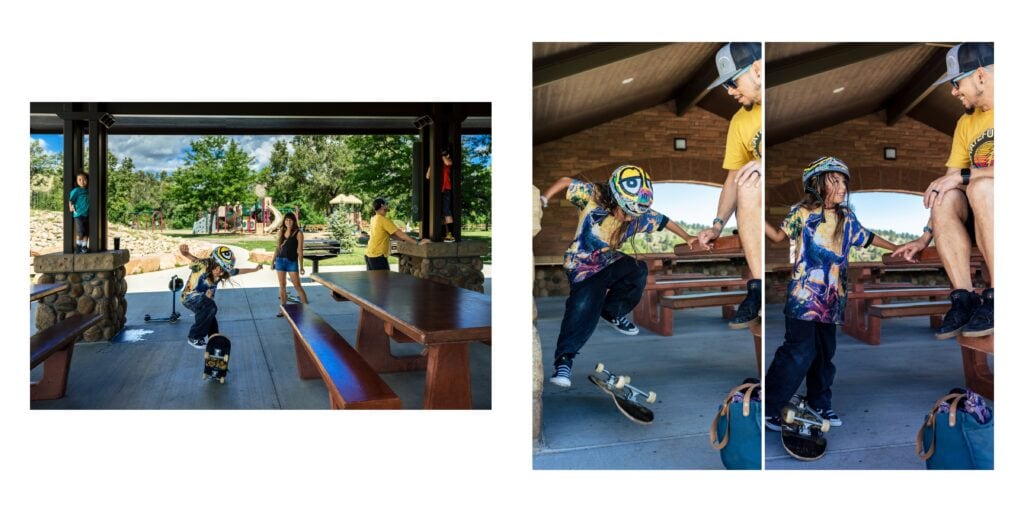 Photography Services capturing skateboarder performing aerial trick in outdoor pavilion before spectators